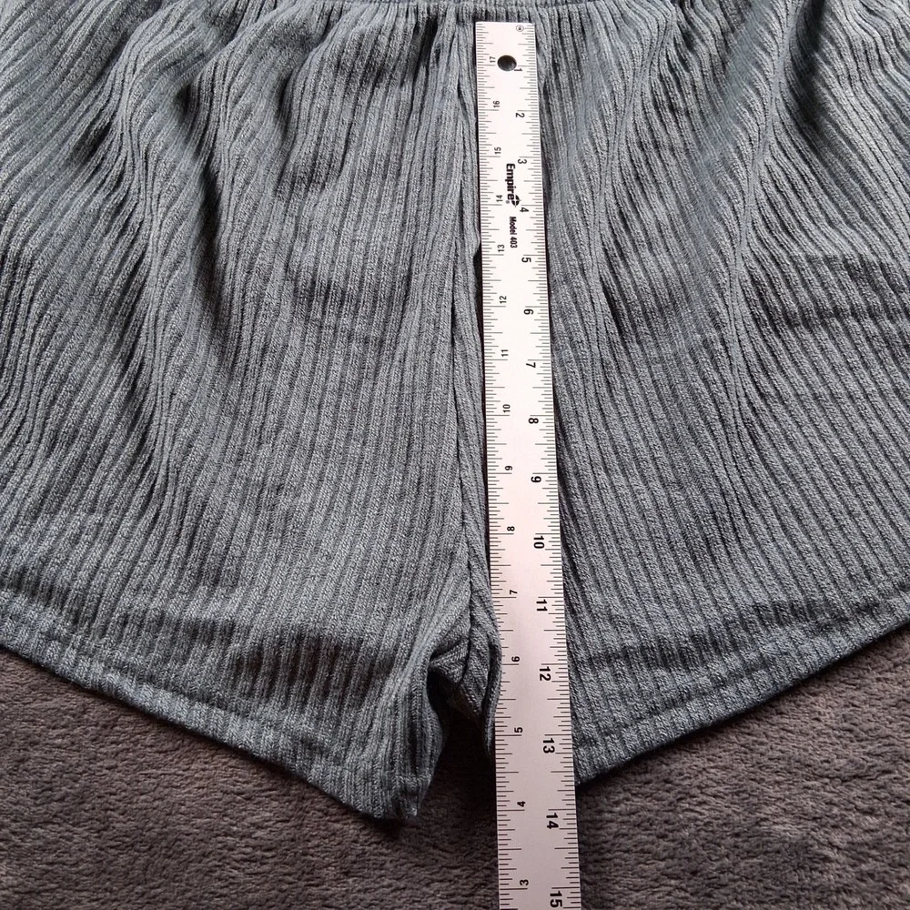 NWOT Unbranded Ribbed Knit Lounge Set  XL Green Henley Top & Shorts Loungewear